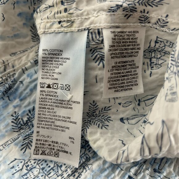 Tommy Bahama Camp Shirt Mens Medium Santorini Sail Stretch Cotton Puckered Blue - Picture 4 of 9